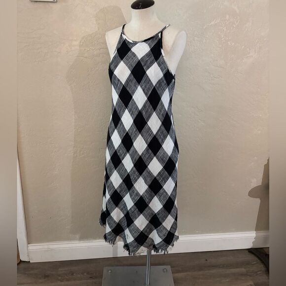 Philosophy Linen Blend Black and White Gingham Dress Sz 6 - Picture 1 of 7